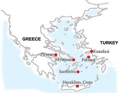 3 Days Aegean Discovery Cruise from Piraeus - Athens (Greece), Mykonos (Greece), Kusadasi - Ephessos (Turkey), Patmos (Greece), Heraklion (Greece), Santorini (Greece), Piraeus - Athens (Greece).